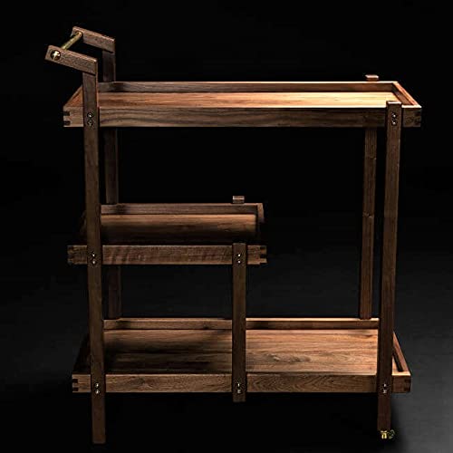 Image of Solid Sheesham Wooden Storage Trolley with Wheels - Multi-Functional Spice Rack, Coffee & Serving Table, Tea Cart, and Wine Trolley