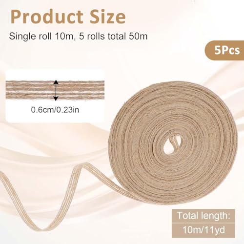 Image of PATPAT 5 Rolls Jute Burlap Ribbon, 3.94 inches Creative Jute Cloth Roll