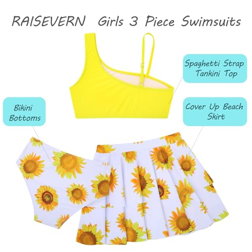 Image of RAISEVERN Girls Swimsuit 3 Piece Bathing Suits Cute Swimwear for 5-12 Years