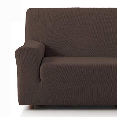 Eiffel Textile Funda Sofa Elastica Protector Adaptable Rústica Sofá 3 Plazas, 50% Poliéster, Marrón