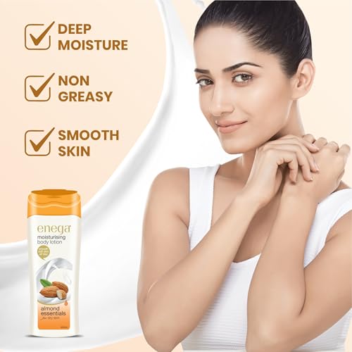 Image of Enega Almond essentials for Dry Skin Non Grassy & Deep Nourish Moisturizing Body Lotion for Men & Women - 300 ML (Pack of 1)