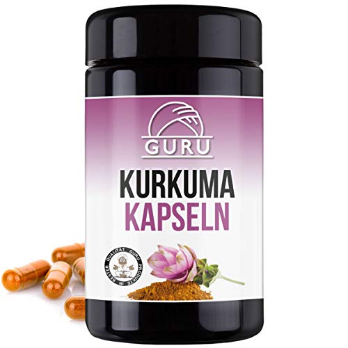 Kurkuma Kapseln Bio von Guru - 150 Stück à 400 mg - hochdosiert: 80% Curcuma Extrakt - 5% Curcumin - Nahrungsergänzung - 100% pflanzlich, vegan (ohne
