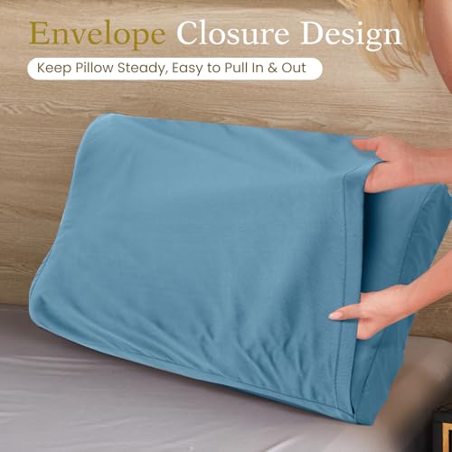 Image of Contour Cervical Pillowcase- Rayon Derived from Bamboo Pillow Case Cover for Contour Cervical Neck Pillow- Breathable Silky Soft Pillowcase for Hot Sleepers,24 x14 x5 /3.7 Inches 1 Piece Aqua Blue