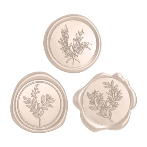 60 Pcs Wax Seal Stickers Set (3 Designs in 1 Pack) - Adhesive Backed Elegant Floral Designs for Wedding Invitation Envelope Seal Stickers Gift Wrapping (Champagne)