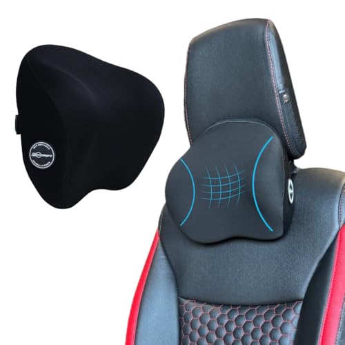 Image of Neodrift 'CurveNeck Pro' - Neck Rest Cushion Orthopedic Velvet Memory Foam Pillow for Neck, Head, Shoulder Support - Pain Relief for Car, 1 Pc (Colour-Black)