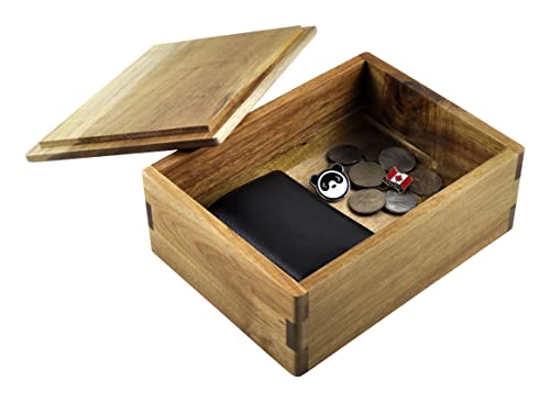 Spiretro Wooden Storage Box with Lid, Stash Box, Keepsake Chest to Organize Jewelry, Coins, Cards, Small Treasure, Herb - Image 3