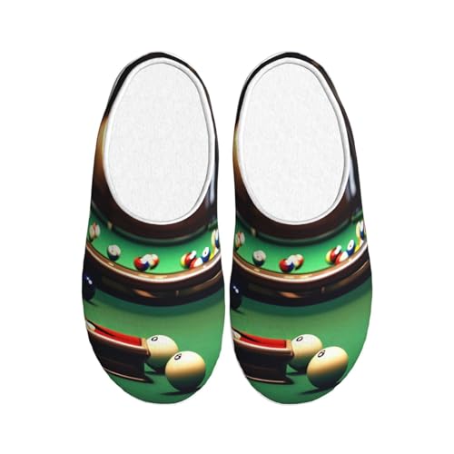 Chaussons peluche EdWal motif billard avec semelle antidérapante pour l'hiver