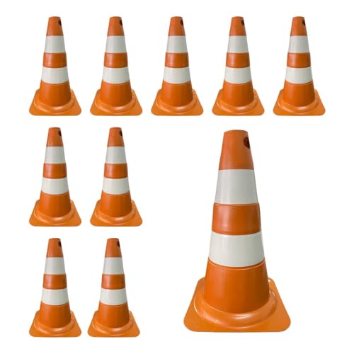 Kit 10 Cone de Sinalização para Trânsito Estacionamento EPI Segurança Laranja e Branco