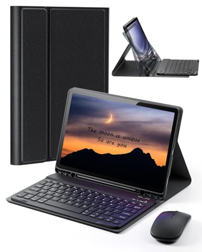 TUNKARMOR Case Keyboard for Samsung Galaxy Tab A8 10.5 inch 2022 2021 Built-in Pencil Holder with Mouse - Black