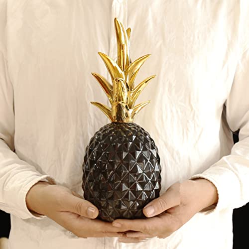 Veemoon Decoration Sculpture Modern Pineapple Office Room Desk Black Ornament Fruit Table Style Statue Crafts Decor: Desktop Kitchen Statues For Simulation Figurine Living Ceramic #TOP3