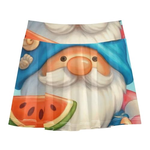 Cute Gnome Beach Tennis Skirts for Kids Running Girls Skorts Athletic Shorts Pleated Skort 4t
