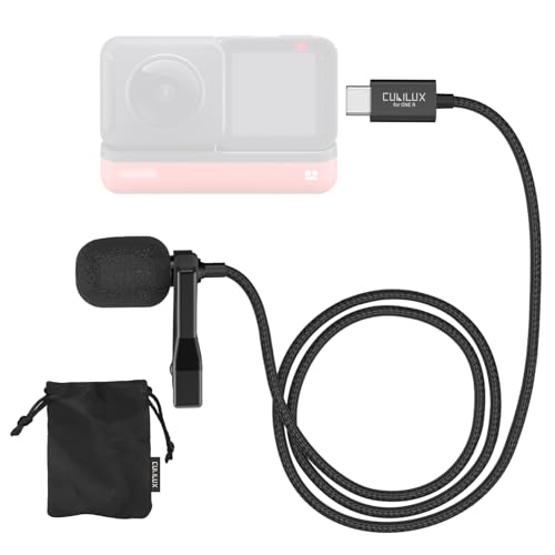 Cubilux MLC-7 Microphone Compatible with Insta360 ONE R, USB Type C Unidirectional Lavalier Clip Lapel MIC, Insta 360 ONE R Camera