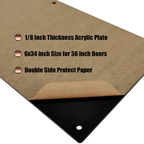 Galofay Door Kick Plate 34 Inches Acrylic Decorative Plates Protector For 36 Inches Front Doors, 1/10 Inch Thickness 6"X34" Black #TOP2