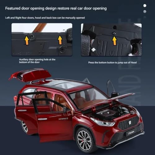 Image of DEOXY 1 /24 Crown Kluger Model Car, Zinc Alloy Pull Back Toy car with Sound and Light for Kids Boy Girl Gift (Highlander Red)