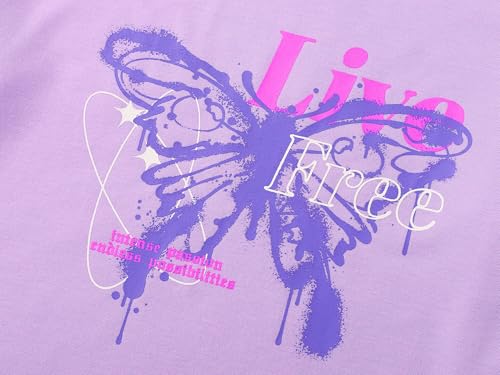 Image of Stylish Graffiti /Butterfly /Tropical Crop Top for Little & Big Girls - Cool Summer T-Shirt Clothes Size 6-18