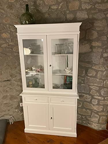 Miniatura 8 de Mar.C.A. Design, Vitrina Salon, Alacena De Cocina Madera, Color Blanco - Libreria Estanteria De Vidrio Para Varios Usos Y Ambientes - Mueble Cocina Y Mueble Salón Clásico 105x42x205h - Made In Italy