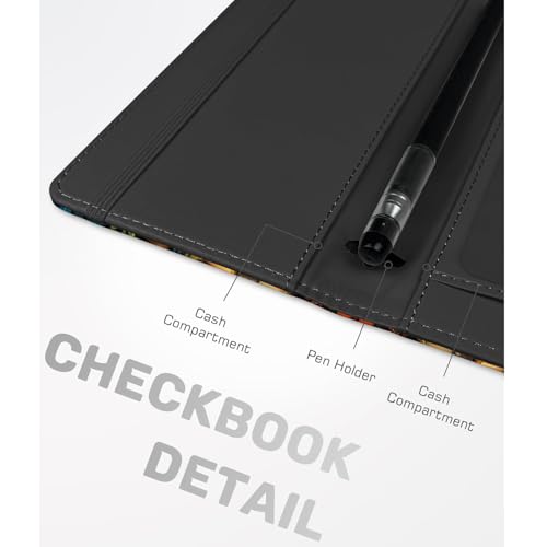 Image of Printed Checkbook Cover, RFID Blocking Checkbook, Stylish, Lightweight, Slim Durable, Multi-Functional Checkbook Holder for Personal and Business Checks (Bookshelf)