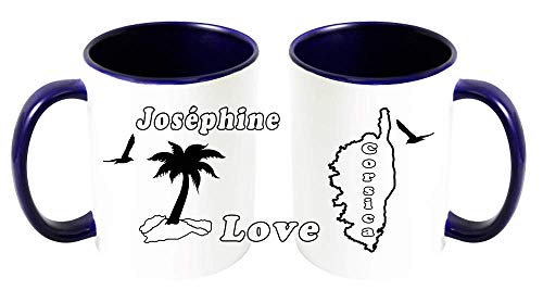 TEXTI CADEAUX Mug Ile de Beauté la Corse Personnalisable avec un Prénom Exemple Joséphine