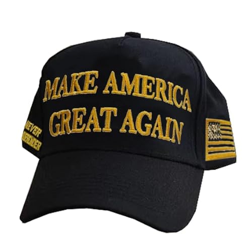 Donald Trump 45-47 Never Surrender Dark Black MAGA Hat Trump 2024 Hats USA Flag Embroidered Adjustable Baseball Cap MAGA Gold Hat