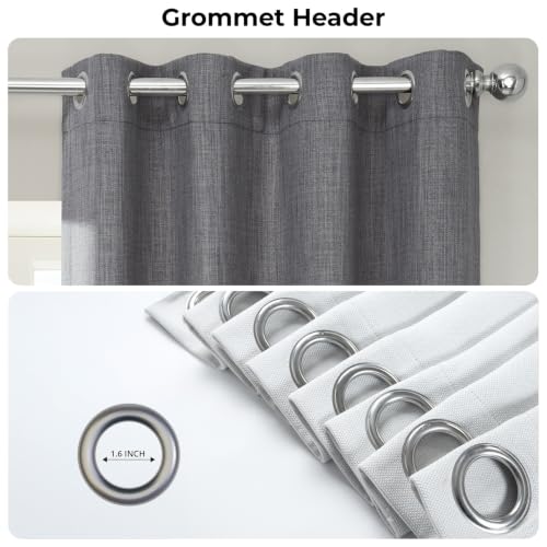 Image of HPD Half Price Drapes - Grommet Faux Linen Curtains for Living Room (1 Panel) - 50W X 96L - Textured Room Darkening Curtains for Bedroom 96 Inches Long - Drapes for Home Decor, Blazer Grey