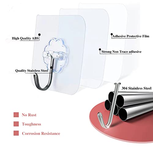 image for DDMY Hooks for Hanging, 24 Pack Wall Hooks 33lb(Max) Transparent Reusa