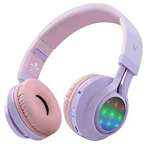 Riwbox Wt-7S Kids Headphones Wireless, Bundle 2 Packs Foldable Stereo Bluetooth Headset With Mic And Volume Control For Pc/Laptop/Tablet/Ipad (Purple&Blue) #TOP3