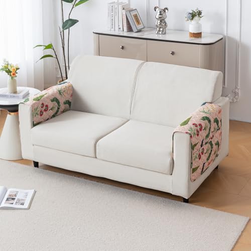 Image of House of Quirk 'Mughal Series' Printed Quilted Sofa Cover for 1 /2 /3 /4 Seater - Anti-Slip, Washable Couch Protector Slipcover (2 pcs Armrest, Royal Peacock, 80x60 cm)