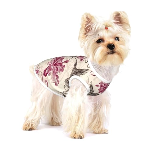 Hermosas camisas de colibrí para perros, ropa para mascotas, camiseta de algodón sin mangas, suave y transpirable para mascotas pequeñas