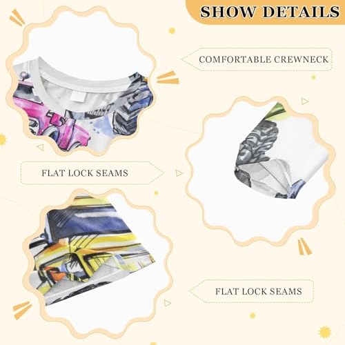 Image of Aflyko Vehicle Fun Boys' Rash Guard Shirts Xmas UPF 50+ Sun Protection Swim Shirt 3-12T