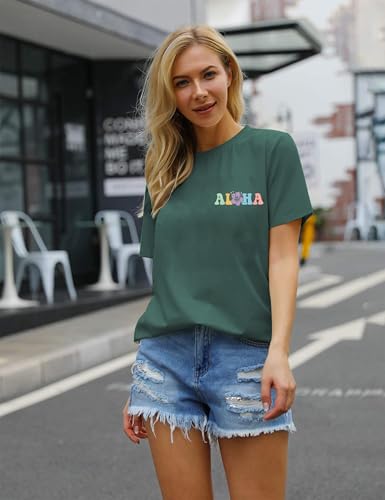 Hawaiian Shirt for Women Hawaii Family Vacation Graphic T-Shirt Summer Trip Vintage Tee Floral Tropical