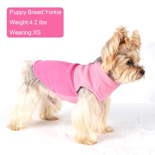 Image of Dog Clothes for Small Dogs Fleece Vest Dog Sweater Boy Girl, Warm Pullover Fleece Doggie Jacket, Winter Pet Ourfit Chihuahua Sweater - Yorkie Clothes (Pink+Rose, X-Small)