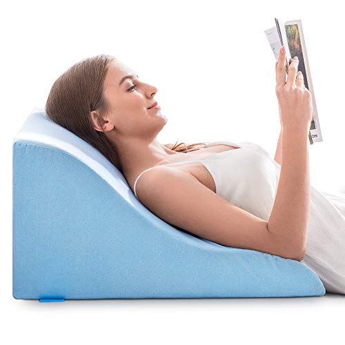 NOFFA Reading Pillow, Memory Foam Ergonomic Wedge Pillow, Leg Elevation Pillow, Bed Rest Pillows with Velvet Cover - Perfect for Back Support While Relaxing, Gaming, Reading, or Watching TV