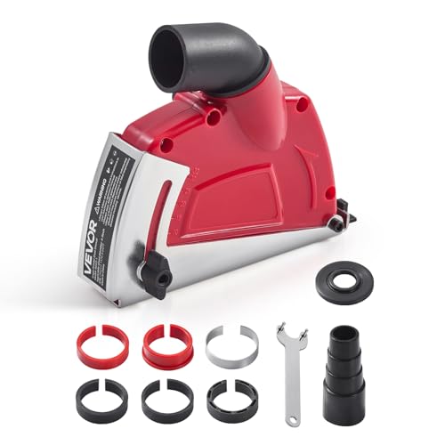 VEVOR Capot de Protection pour Meuleuse d'Angle 100-125 mm, Capot Anti-poussière pour Meuleuse Angulaire, avec 6 Rondelles de Serrage, Adaptateur de Tuyau...