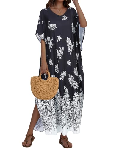Image of Kaftan Dresses for Women V Neck Caftan Batwing Sleeve Swimsuit Cover Up