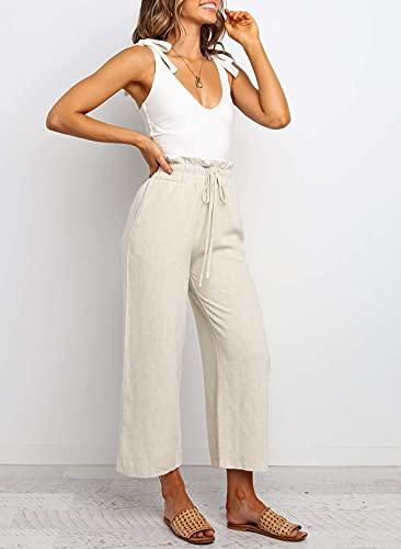 Dokotoo CT5W771296-16-L Womens Comfy Casual Loose Stretch Drawstring Tie Elastic Waist Solid Jogging Jogger Work Office Wide Leg Pants Sweatpants thumb #2