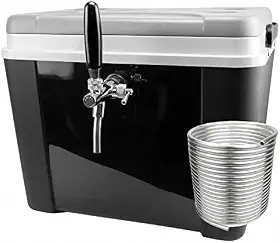 Chopeira A Gelo 34L com Torneira Italiana Cromada, Serpentina 10m e Destrave para Barril 5L Preto