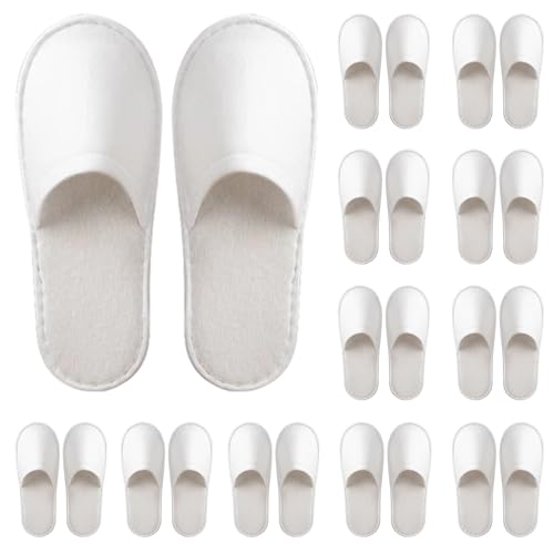 HTTDSLF 12 Paires Pantoufles Invités pour Homme et Femme, Hôtel des Chaussons de Taille Générale, Pantoufles Jetables pour Hotel Spa Voyage Mariage, pantoufle maison...