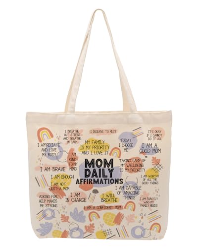 Mom Daily Affirmations Canvas Tote Bag New Mom Gifts Inspirational Positive Affirmations Shopping...