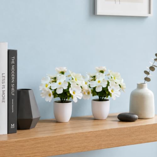 Image of fancymart Artificial Real Touch Flower Plant with Pot (Pack of 2), 16 cm Height, Decorative Faux Floral Plant for Home, Office, Living Room, Bedroom, Table & Shelf Decor