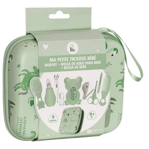 PLIC CARE - Trousse de Soin Bébé Verte - 7 Accessoires Essentiels - Trousse Compacte et Solide - Idéale pour les...