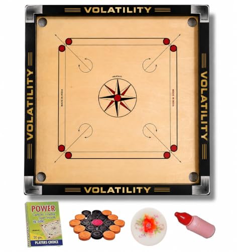 Image of Volatility Carrom Board with Coin Powder Striker (32 inch Gold VT-01)