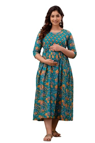 Image of RS Value Store Pure Cotton Maternity Gown /Maternity WEAR /Maxi Dresses /Feeding Nighty /Comfortable Wear