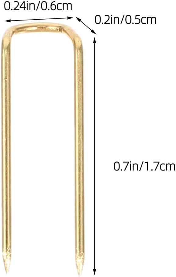 100pcs Gold U Shaped Quilting Fork Pins Stainless Steel Fabric Positioning Needles Multipurpose Sewing Pins for DIY Craft Making and Needlework