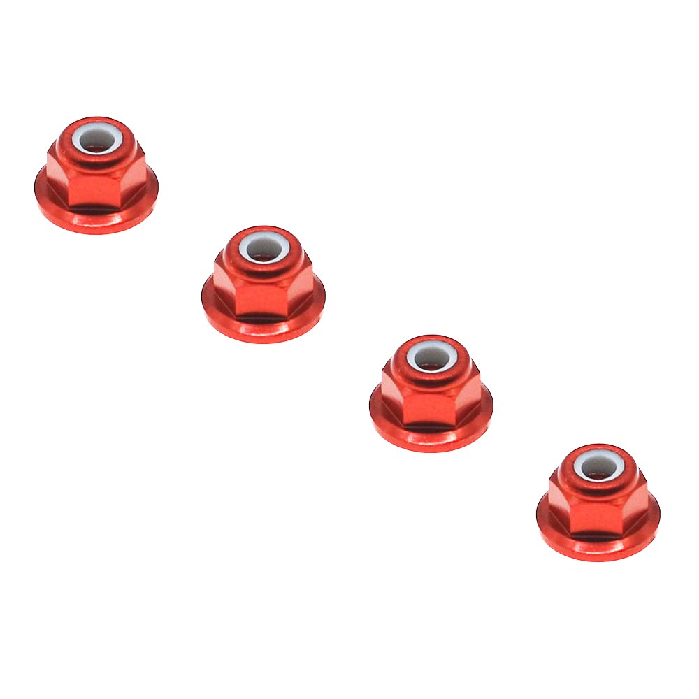 RCAWD RC FLANGED NYLOC LOCK NUT M4 4MM for 1-10 ARRMA 3s&Mega Vorteks Senton Granite Big Rock Typhon upgraded parts 4 pcs/set(Red) - Image 4