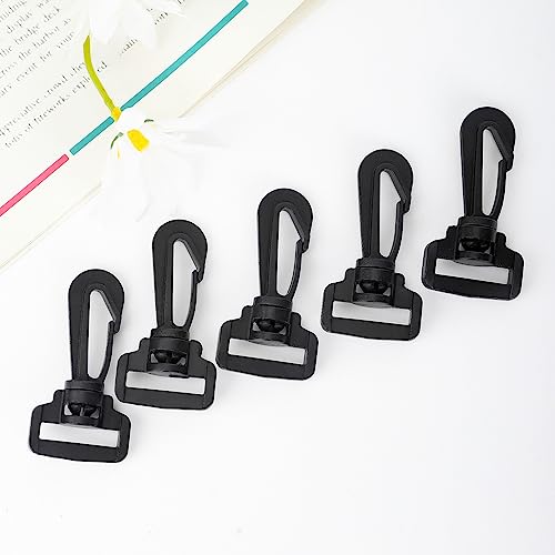 YOYOSTORE 10pc Black Plastic Swivel Rotary Rotate Snap Hook Buckle Carabiners Rings Barrel Loop Webbing Strap Luggage Bag 1 Inch 1\"
