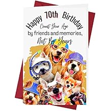 Karto Funny 70th Birthday Card for Men Women - Large 5.5x8.5 inch 70 Years Old Birthday Cards for Him Her - Party Dog