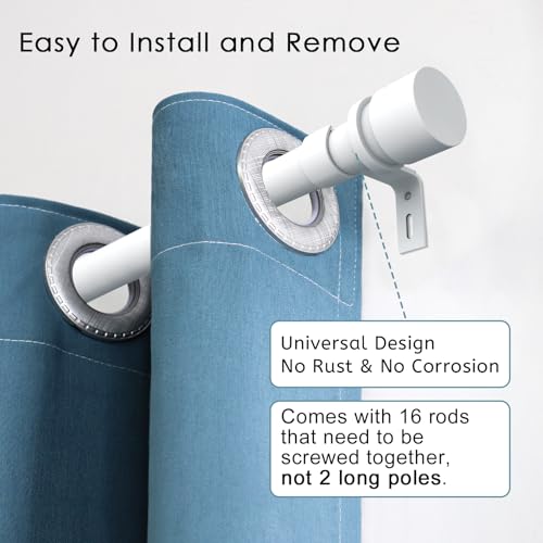 Image of Byondeth Curtain Rods for Windows 16 to 240 Inches Adjustable Length 1 Inch Diameter Window Curtain Rod with Aluminium End Cap, White
