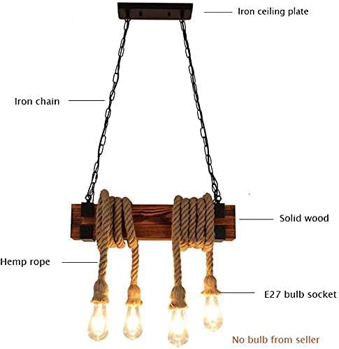 Lámpara de madera rústica de 4 luces para renovar la cafetería o bar 4