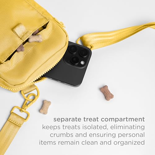 Ubbi Dog Treat Pouch for Training & Walking, 3-Way Wear Options - Crossbody, Waist, or Clip-On - with Magnetic Closure & Poop Bag Dispenser, Recycled RPET, Yellow by Ubbi - Image 5
