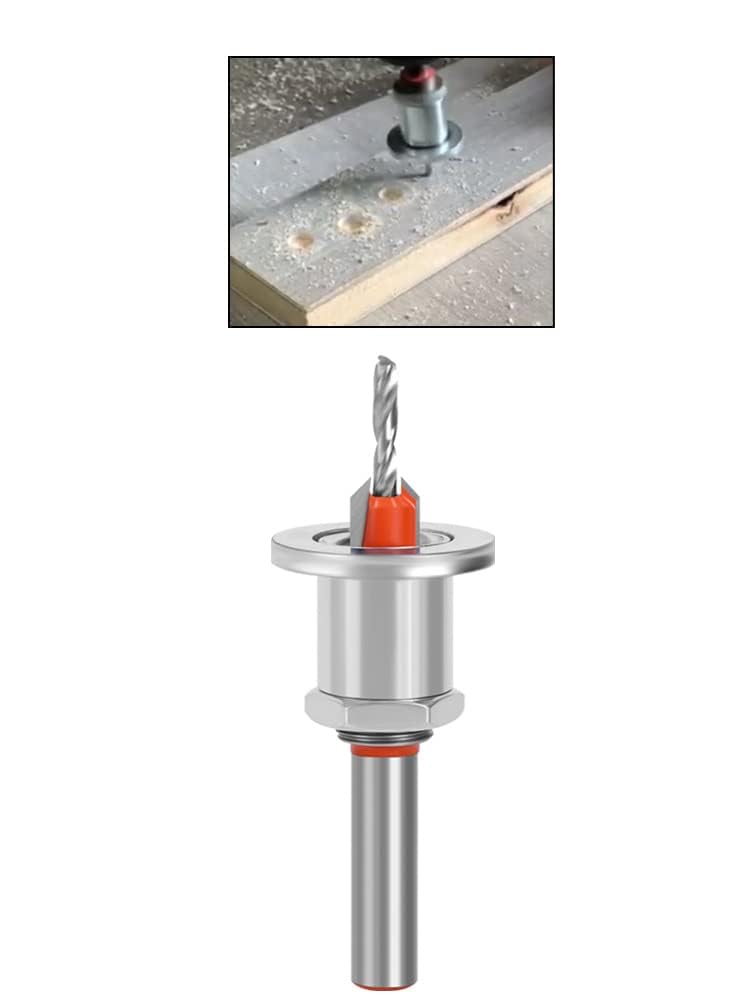 Counterbore Bit, with Adjustable Low Friction Depth Stop Countersink Drill Bit,90°Countersink Angle, （8mm Round Shank, Dia2.8mm bit）
